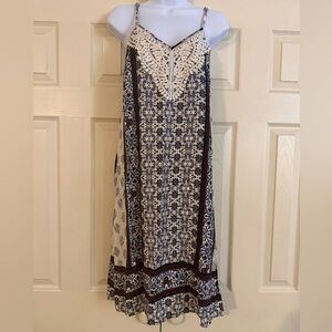 Knox Rose Cream Maxi Dress with Navy & Burgundy Print